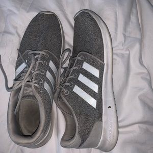 grey Adidas tennis shoes